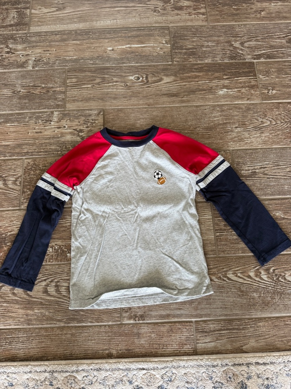 Gymboree Gray, Red & Navy Raglan Soccer Long-Sleeve Tee